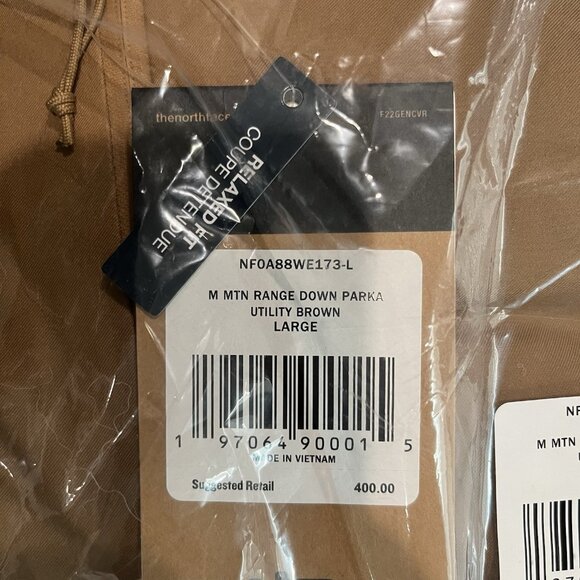 The North Face Mountain Range Down Parka 600 Men's Sz L Utility Brown ~NWT $400 - Picture 7 of 9